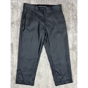 Alberto Danelli Dress Pants Mens 34 Charcoal Black Straight Leg Textured Slacks